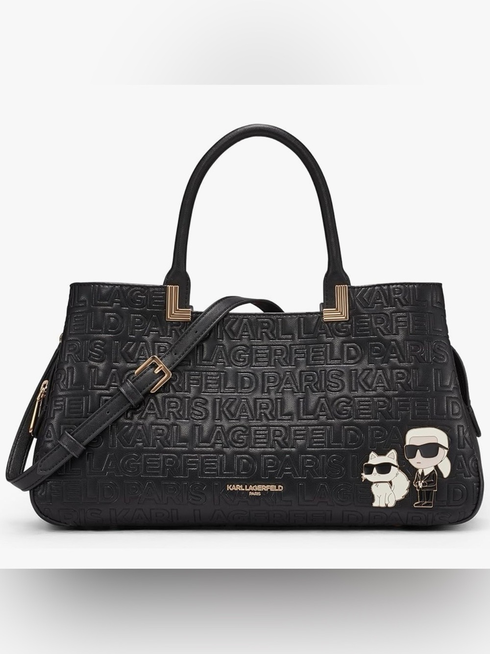 Karl Lagerfeld Meribel Leather Satchel with Adjustable Strap in Black EUC